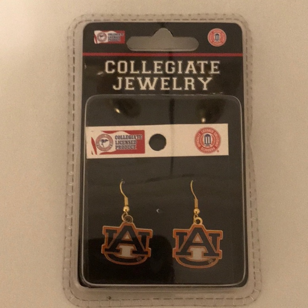 AUBURN UNIVERSITY LOGO EARRINGS. PIERCED